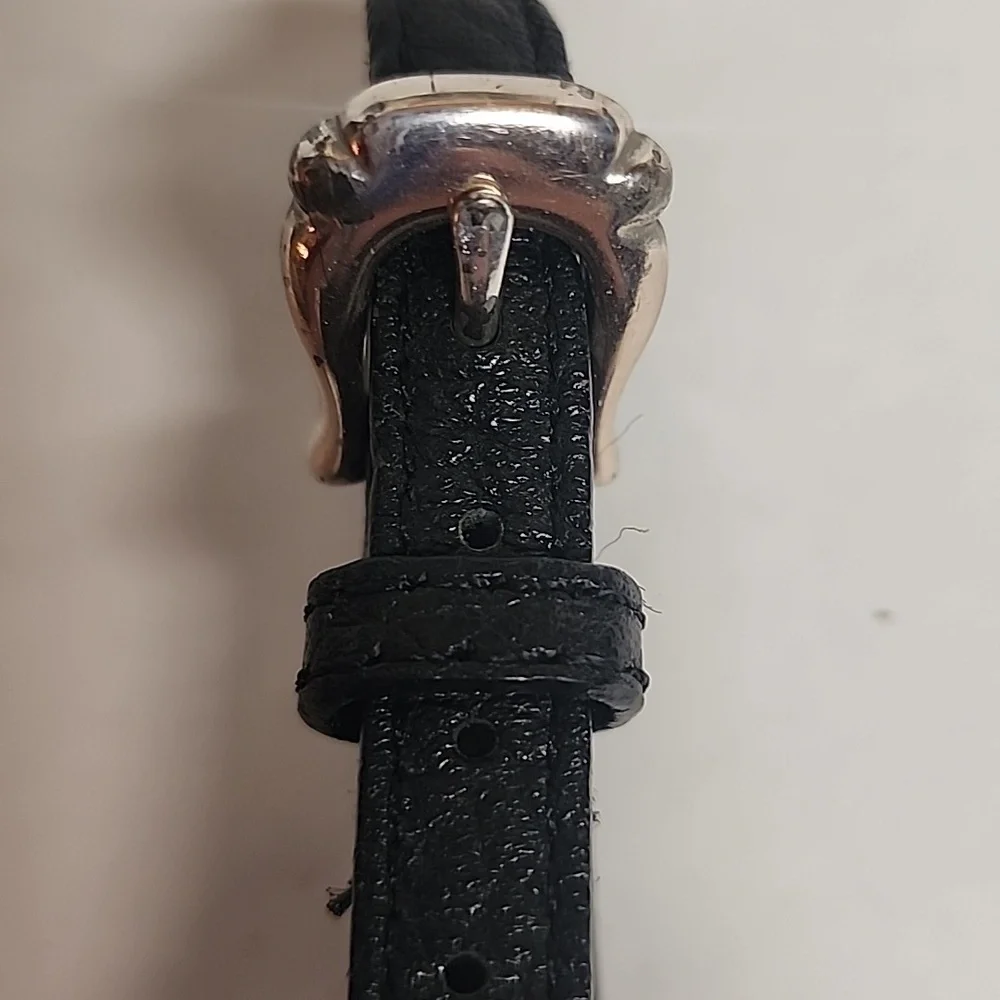 Elegant Vintage Black and Brown Leather Luggage Bag Tag